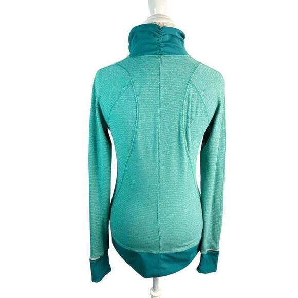 Lululemon Runderful Half Zip Long Sleeve Top Heathered Green Pockets Size 8 - Picture 3 of 11